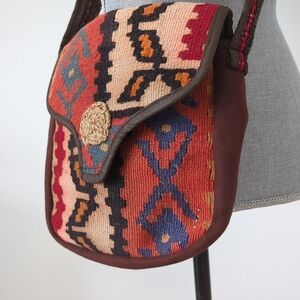 KILIM Crossbody Shoulder Bag Artisan Made Wool Festival Boho Multi color
